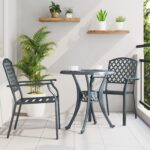 vidaXL Záhradná stolička 2 pcs Antracit 56 x 65 x 89 cm Oceľ – Obrázok 3