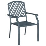 vidaXL Záhradná stolička 2 pcs Antracit 56 x 65 x 89 cm Oceľ – Obrázok 4