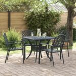vidaXL Záhradná stolička 4 pcs Antracit 56 x 65 x 89 cm Oceľ
