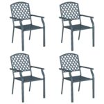 vidaXL Záhradná stolička 4 pcs Antracit 56 x 65 x 89 cm Oceľ – Obrázok 2