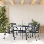 vidaXL Záhradná stolička 4 pcs Antracit 56 x 65 x 89 cm Oceľ – Obrázok 3
