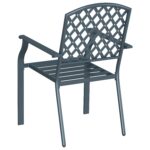 vidaXL Záhradná stolička 4 pcs Antracit 56 x 65 x 89 cm Oceľ – Obrázok 7