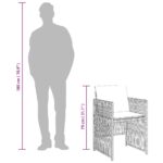 vidaXL Záhradné stoličky s podložkami 4 ks, hnedé, polyratan – Obrázok 11