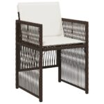 vidaXL Záhradné stoličky s podložkami 4 ks, hnedé, polyratan – Obrázok 4