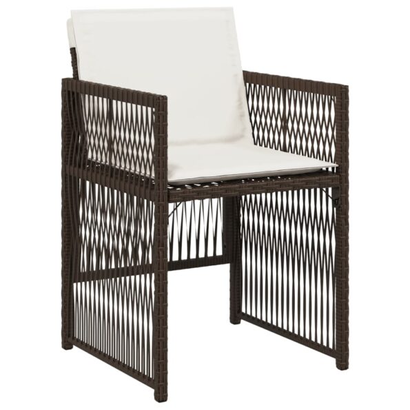 vidaXL Záhradné stoličky s podložkami 4 ks, hnedé, polyratan – Obrázok 4