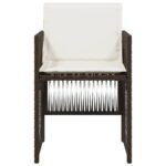 vidaXL Záhradné stoličky s podložkami 4 ks, hnedé, polyratan – Obrázok 5