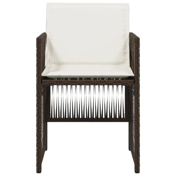 vidaXL Záhradné stoličky s podložkami 4 ks, hnedé, polyratan – Obrázok 5