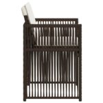 vidaXL Záhradné stoličky s podložkami 4 ks, hnedé, polyratan – Obrázok 6