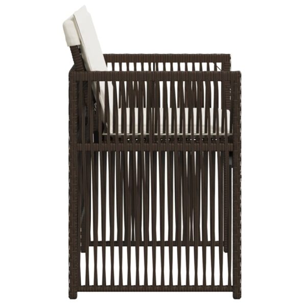 vidaXL Záhradné stoličky s podložkami 4 ks, hnedé, polyratan – Obrázok 6