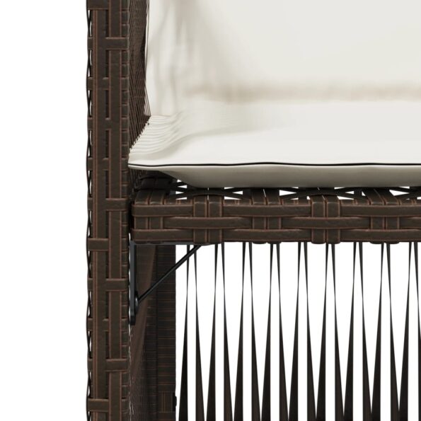 vidaXL Záhradné stoličky s podložkami 4 ks, hnedé, polyratan – Obrázok 9