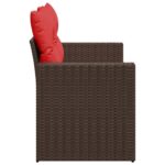 vidaXL Záhradná pohovka s vankúšmi 2-miestna hnedá polyratan – Obrázok 5
