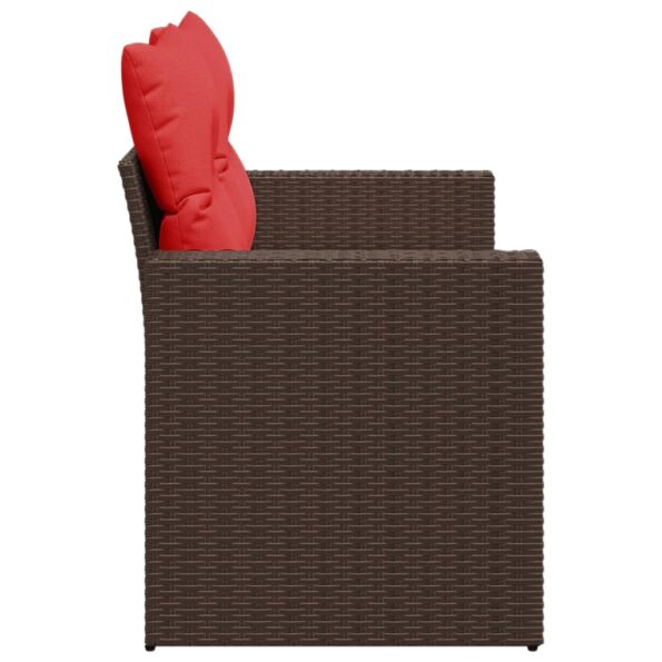 vidaXL Záhradná pohovka s vankúšmi 2-miestna hnedá polyratan – Obrázok 5