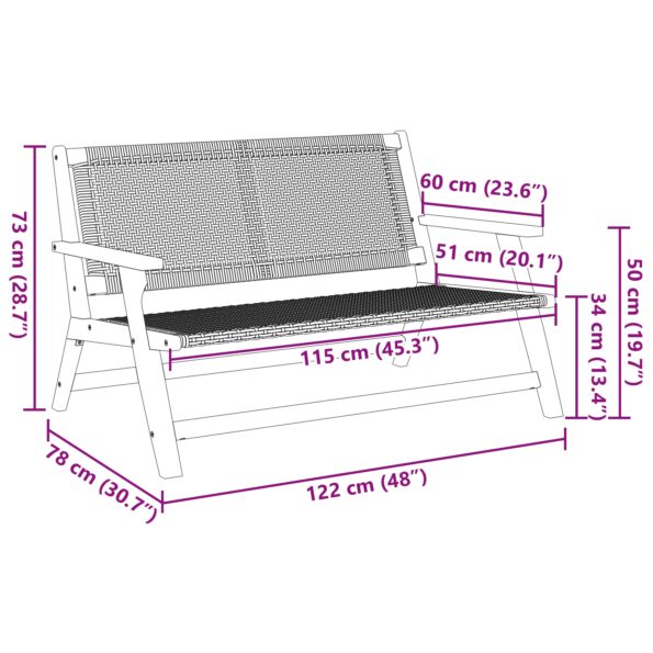 367820_10.jpg vidaXL Záhradná lavička Šedá 122x76x73,5 cm Masívne drevo akácie – Obrázok 10