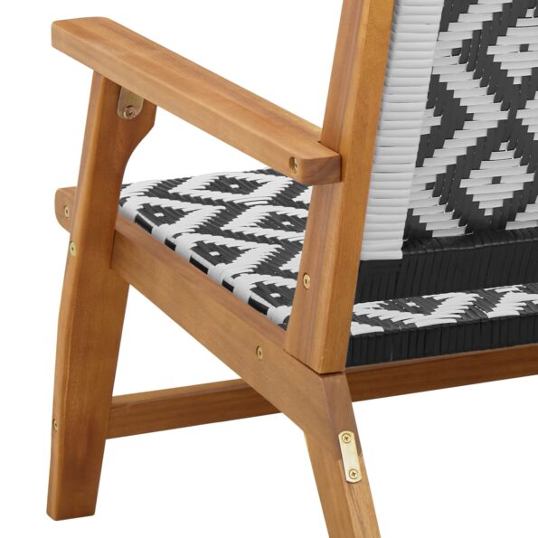 vidaXL Záhradná lavička čierna a biela 122x76x73,5 cm masívne akáciové drevo – Obrázok 9