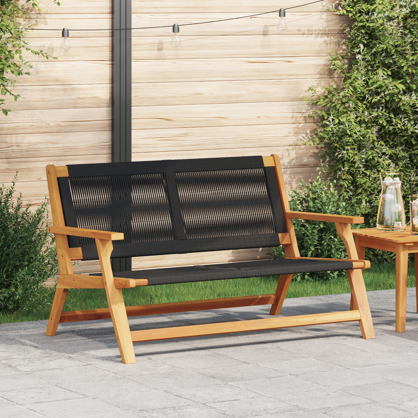 367823_1.jpg vidaXL Záhradný nábytok Čierna 122 x 78 x 73 cm Pevné akáciové drevo – Obrázok 1