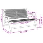 vidaXL Záhradný nábytok Čierna 122 x 78 x 73 cm Pevné akáciové drevo – Obrázok 10