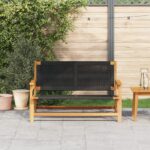 vidaXL Záhradný nábytok Čierna 122 x 78 x 73 cm Pevné akáciové drevo – Obrázok 3