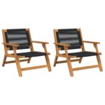 vidaXL Záhradný nábytok 2 pcs Čierna 67 x 76 x 73 cm – Obrázok 2
