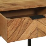 vidaXL Nočný stolík Hnedá 40 x 35 x 50 cm Masívna akáciová drevo a kov – Obrázok 10