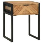 vidaXL Nočný stolík Hnedá 40 x 35 x 50 cm Masívna akáciová drevo a kov – Obrázok 8