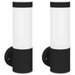 vidaXL Exteriérové nástenné svietidlo 2 pcs Čierna 12 x 8,5 x 27 cm – Obrázok 2