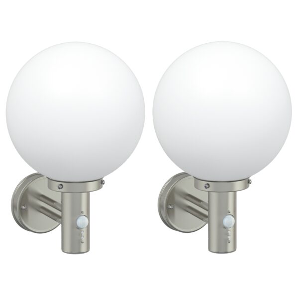 4005946_1.jpg vidaXL Vonkajšie nástenné lampy so senzorom 2 ks Strieborná Nerezová oceľ IP44 – Obrázok 1