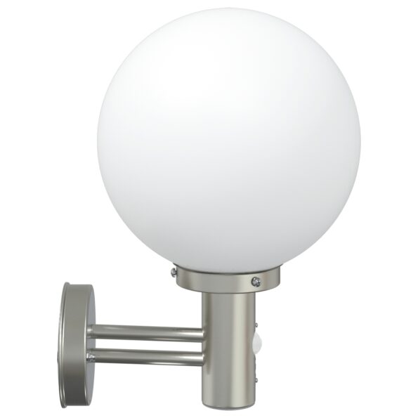 4005946_4.jpg vidaXL Vonkajšie nástenné lampy so senzorom 2 ks Strieborná Nerezová oceľ IP44 – Obrázok 4
