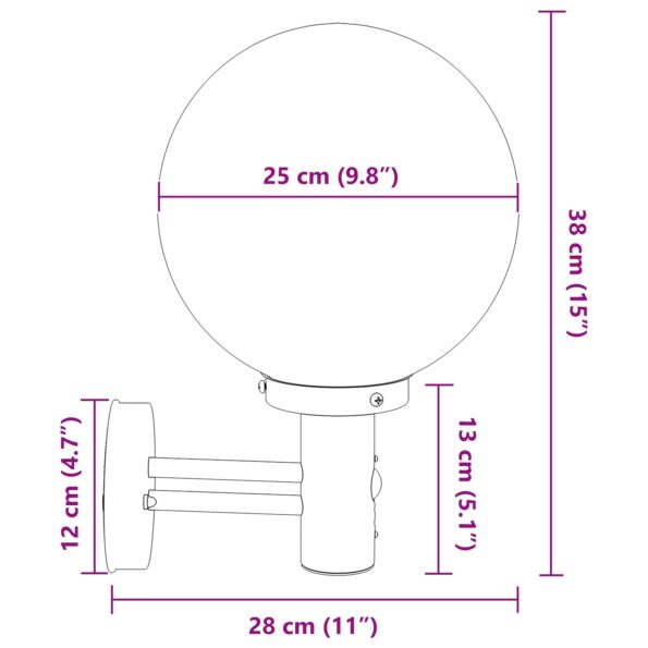 vidaXL exteriérové nástenné svetlo so senzorom čierne plastové IP44 – Obrázok 10