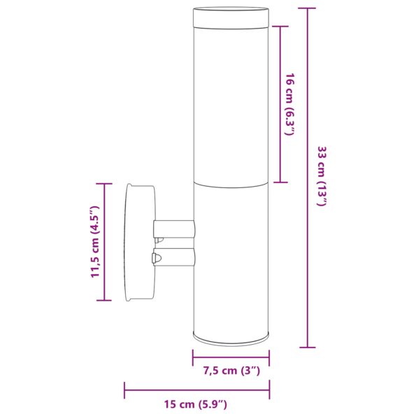 vidaXL vonkajšie nástenné svetlo 2 ks strieborná nerezová oceľ IP44 – Obrázok 11