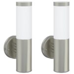 vidaXL vonkajšie nástenné svetlo 2 ks strieborná nerezová oceľ IP44 – Obrázok 2