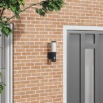 vidaXL Exteriérová nástenná lampa so senzorom Čierna Nerezová oceľ IP44