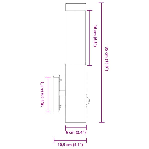vidaXL Nástenné svetlo s pohybovým senzorom strieborná nehrdzavejúca oceľ IP44 – Obrázok 10