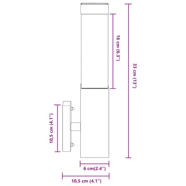vidaXL Vonkajšie nástenné svetlo Čierna Nerezová oceľ IP44 – Obrázok 10