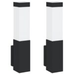 vidaXL vonkajšie nástenné svetlá 2 ks Čierna nerezová oceľ IP44 – Obrázok 2