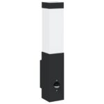 vidaXL Vonkajšie nástenné svetlo so senzorom Čierne Nehrdzavejúca oceľ IP44 – Obrázok 2