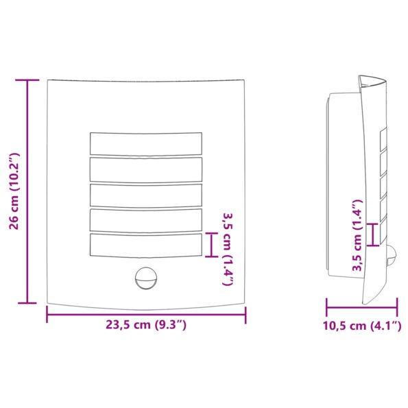 4005970_12.jpg vidaXL Exteriérové nástenné svetlá so senzorom 2 ks Strieborná nehrdzavejúca oceľ IP44 – Obrázok 12