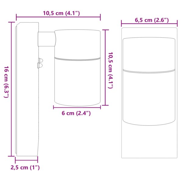 vidaXL vonkajšie nástenné svetlo čiernej nerezovej ocele IP44 – Obrázok 10