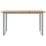 vidaXL Vonkajší jedálenský stôl Šedý 140x80x75 cm Oceľ a akáciové masívne drevo – Obrázok 5