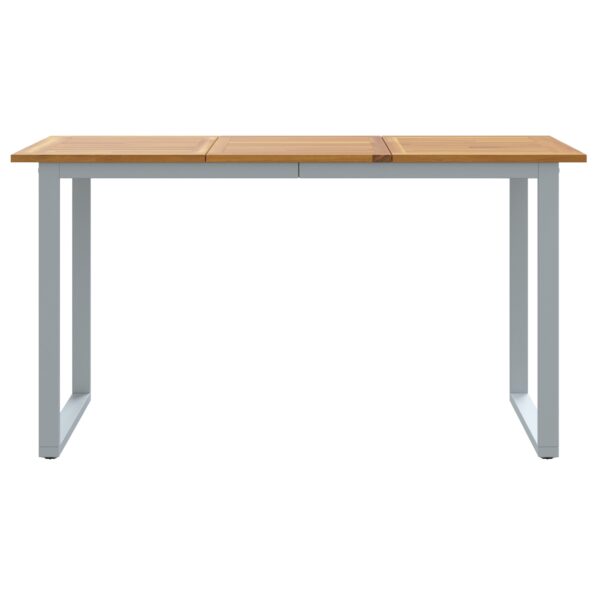 vidaXL Vonkajší jedálenský stôl Šedý 140x80x75 cm Oceľ a akáciové masívne drevo – Obrázok 5