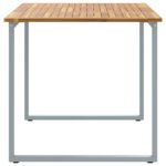 vidaXL Vonkajší jedálenský stôl Šedý 140x80x75 cm Oceľ a akáciové masívne drevo – Obrázok 6
