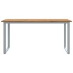 vidaXL Vonkajší jedálenský stôl Šedý 160x80x75 cm Oceľ & Pevné drevo Akácia – Obrázok 5