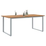 vidaXL Vonkajší jedálenský stôl Šedý 180x90x75 cm Oceľ a masívne drevo Akácia – Obrázok 3