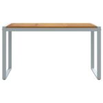 vidaXL Vonkajší jedálenský stôl Šedý 140x80x75 cm Oceľ a masívne drevo Akácia – Obrázok 5