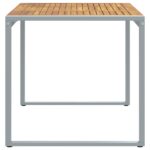 vidaXL Vonkajší jedálenský stôl Šedý 140x80x75 cm Oceľ a masívne drevo Akácia – Obrázok 6