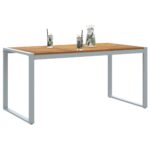 vidaXL Vonkajší jedálenský stôl Šedý 160x80x75 cm Oceľ a masívne drevo Akácia – Obrázok 3