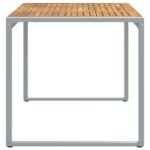 vidaXL Vonkajší jedálenský stôl Šedý 160x80x75 cm Oceľ a masívne drevo Akácia – Obrázok 6