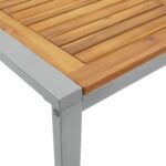 vidaXL Vonkajší jedálenský stôl Šedý 160x80x75 cm Oceľ a masívne drevo Akácia – Obrázok 8