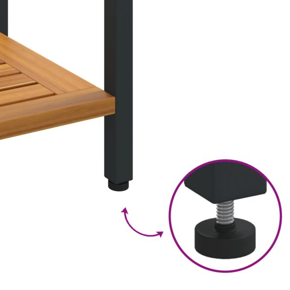vidaXL vonkajší stôl prírodný a čierny 35x110x75 cm z masívneho dreva a ocele – Obrázok 10