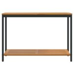 vidaXL vonkajší stôl prírodný a čierny 35x110x75 cm z masívneho dreva a ocele – Obrázok 5