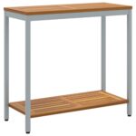 vidaXL Vonkajší stôl s úložiskom Prírodná a šedá 80 x 35 x 75 cm – Obrázok 2